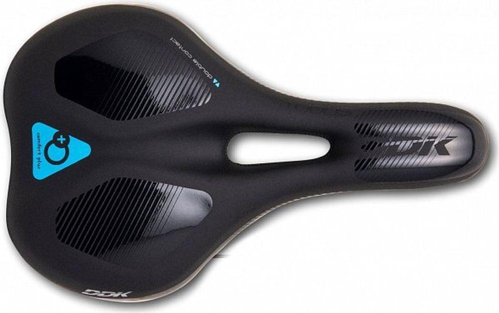 Седло 281x172мм, VLX-3153MF¶спортивное, с прорезью, MEMORY FOAM. Чёрно-серое. Лого "Comfort Plus" на