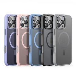 Прозрачный матовый чехол с рамками фиолетового цвета (Light Purple) и с MagSafe от Dux Ducis для iPhone 16 Pro Max, серия Yind Series Case