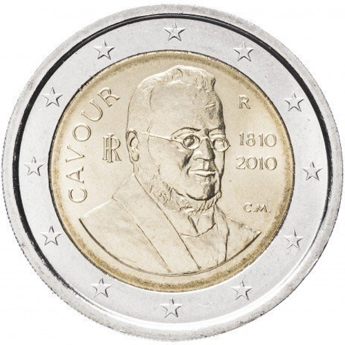 2 евро 2010 Италия. 200 лет со дня рождения Камилло Кавура. UNC
