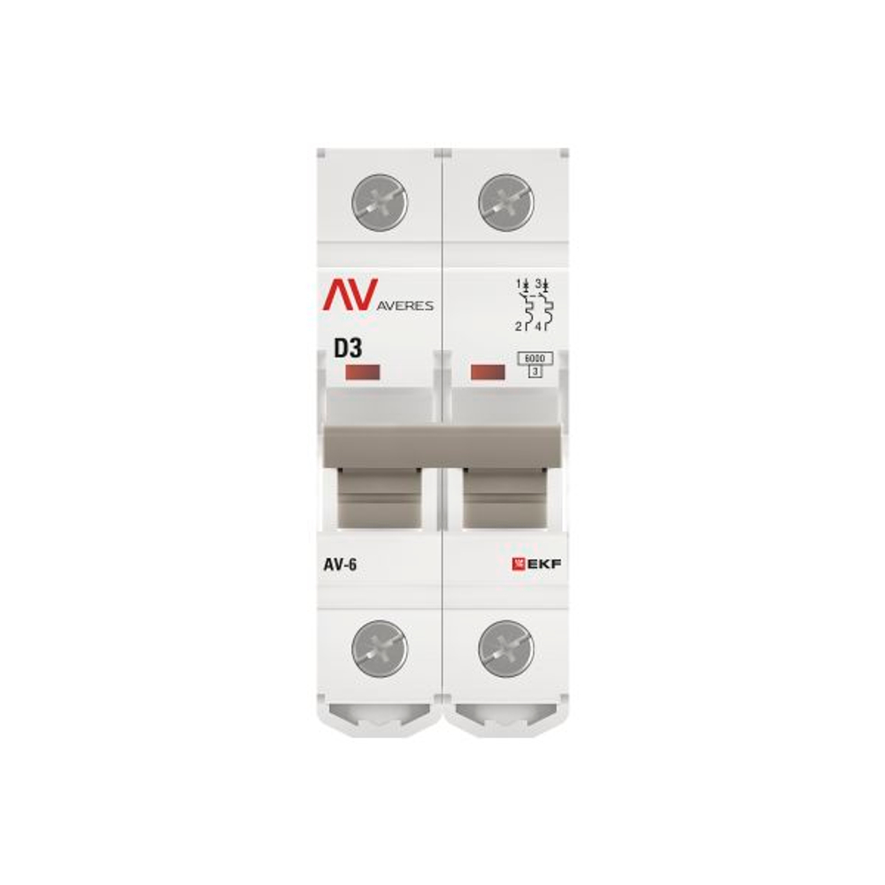 Выключатель автоматический AV-6 2P 3A (D) 6kA EKF AVERES