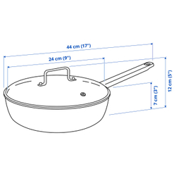 IKEA GULDÖRING  (ИКЕА ГУЛДЁРИНГ)  -  Сотейник с крышкой - антипригарное покрытие стекло/чёрно-серый 24 см