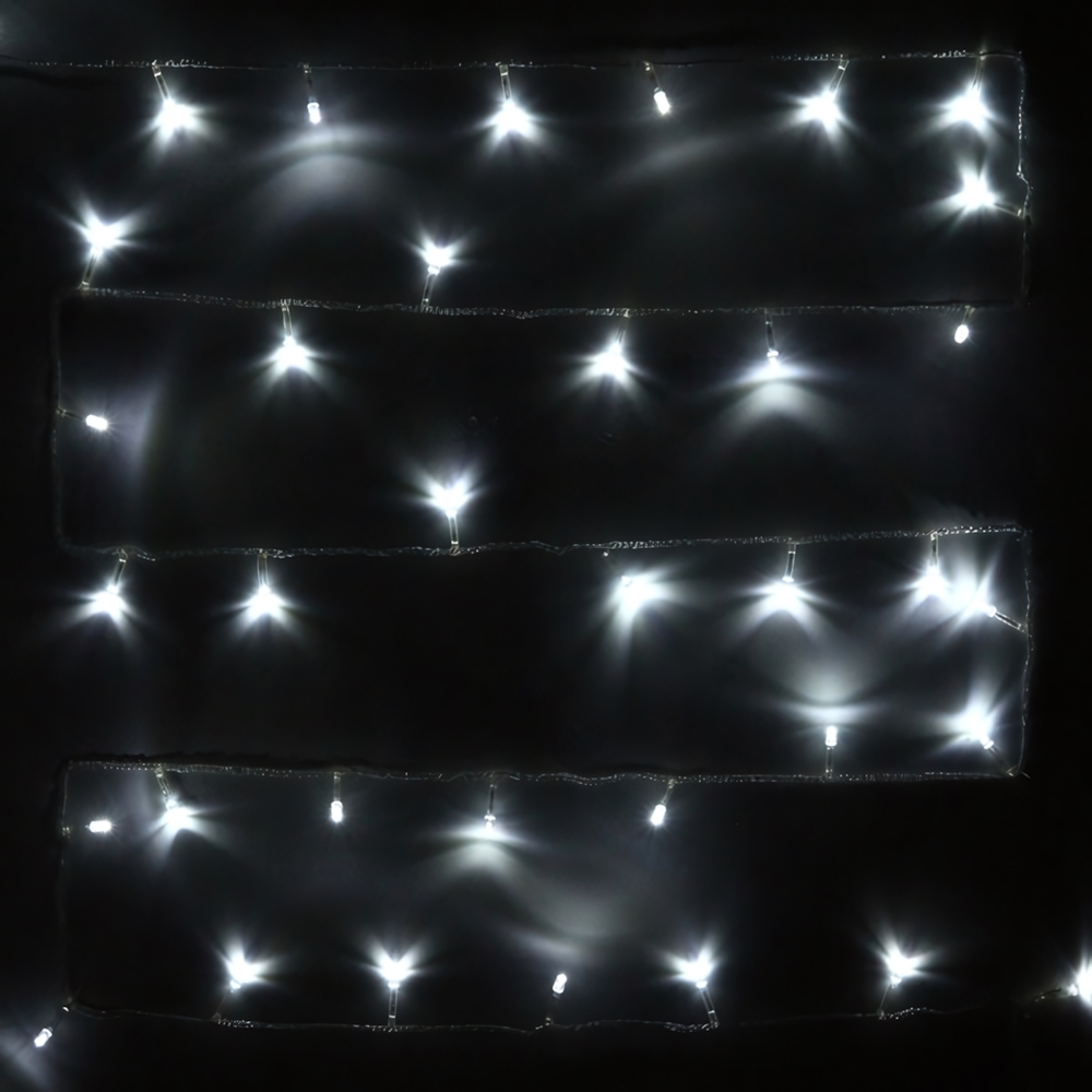 Гирлянда для дома 9,5м 100 ламп LED прозрач.пров.,8 реж, IP-20, Белый, возможность соед. (Серпантин