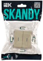 SKANDY Выключатель 2-клавишный проходной с индикацией 10А SK-V10B бежевый IEK