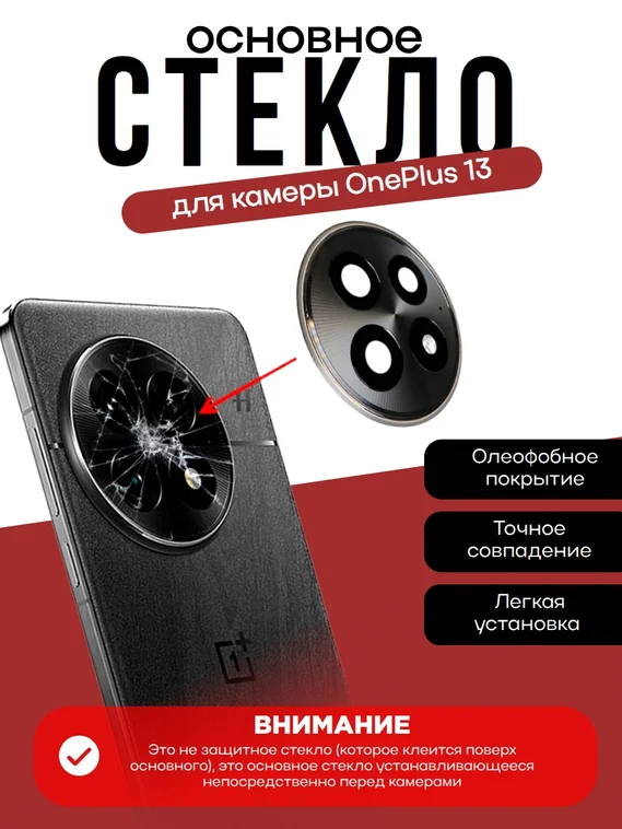Основное стекло камеры с рамкой OnePlus 13 Black Eclipse (Черный)