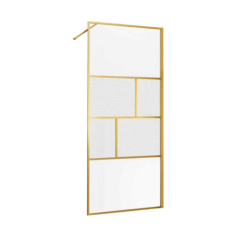 Душевая перегородка Волк-Ин (Walk-In) VSW-1HC120CFBG, 1200*2000, брашированное золото, стекло прозрачное/рифленое,
