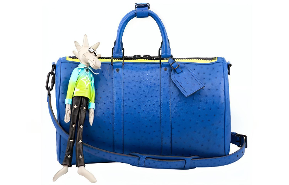 LOUIS VUITTON Keepall Leather Handbag, Shoulder Bag, Crossbody Bag, Travel Bag Men"s