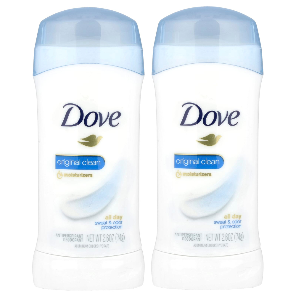 Dove, Дезодорант-антиперспирант, Original Clean, 2 упаковки по 74 г (2,6 унции)