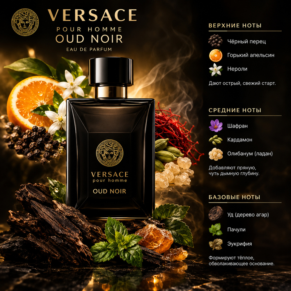 Мужской аромат Versace Pour Homme Oud Noir парфюмерная вода