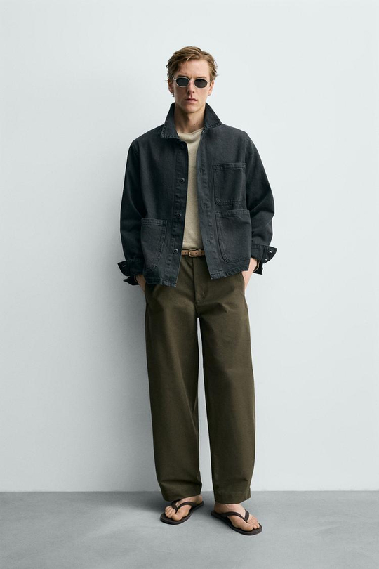 ZARA БРЮКИ BALLOON FIT, ХАКИ