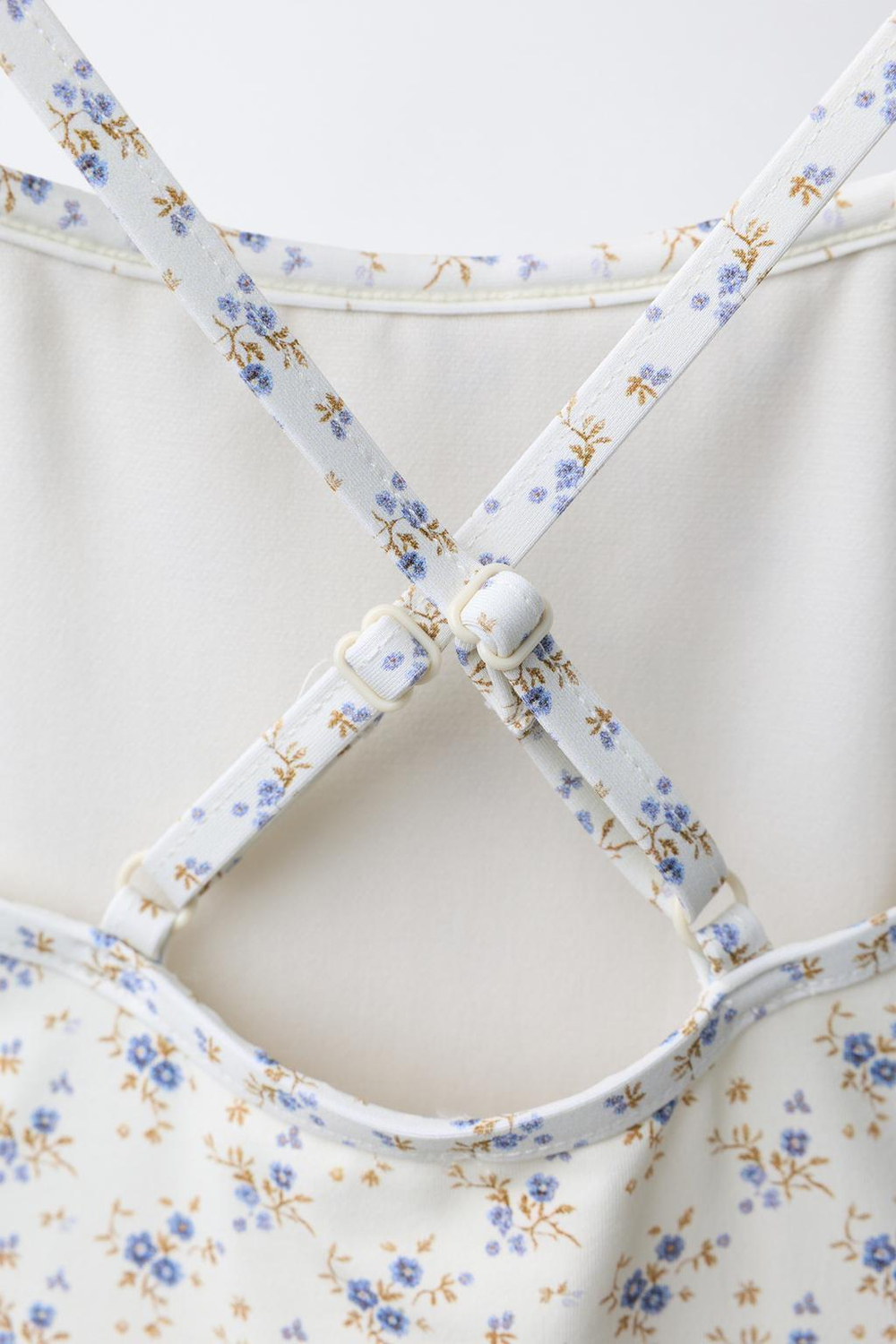 ZARA КУПАЛЬНИК С ЦВЕТОЧНЫМ КРУЖЕВОМ, БЕЖЕВЫЙ