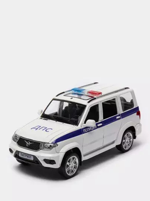 Модель 1:26 УАЗ "PATRIOT" Полиция, белый, откр. 4 двери. капот, задняя дверь