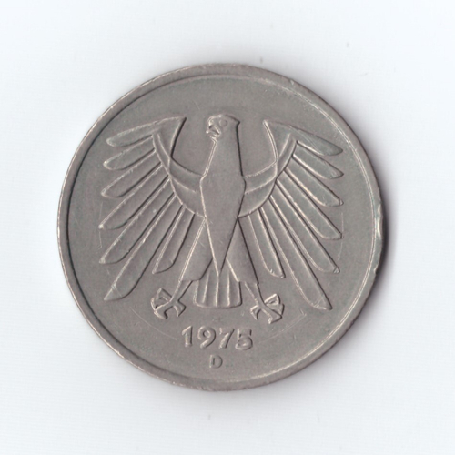 Германия 5 марок 1975 г UNC