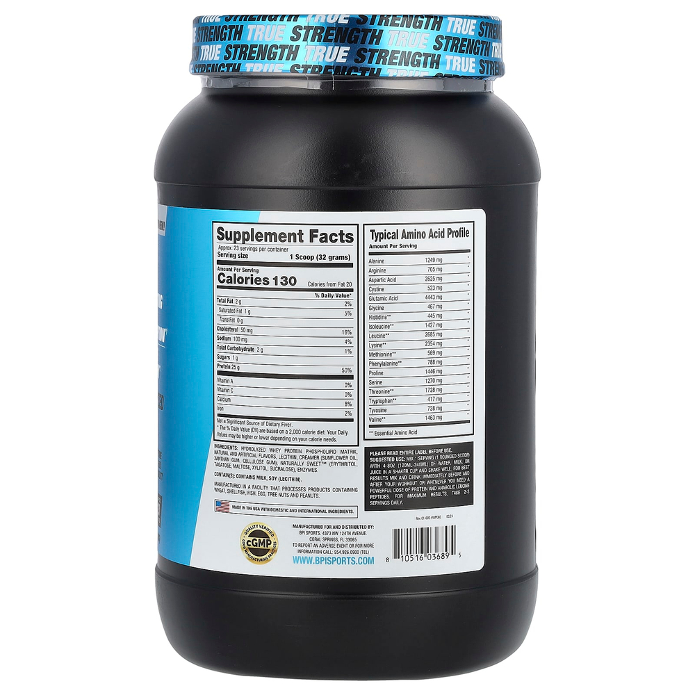 BPI Sports, Hydro HD ™, гидролизованный сывороточный протеин, хлопья с корицей, 736 г (1,62 фунта)