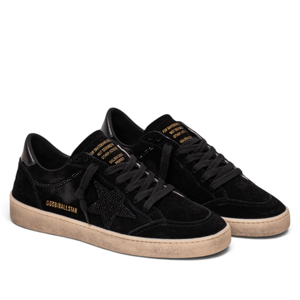 Women's Ball Star in black suede black crystal star
