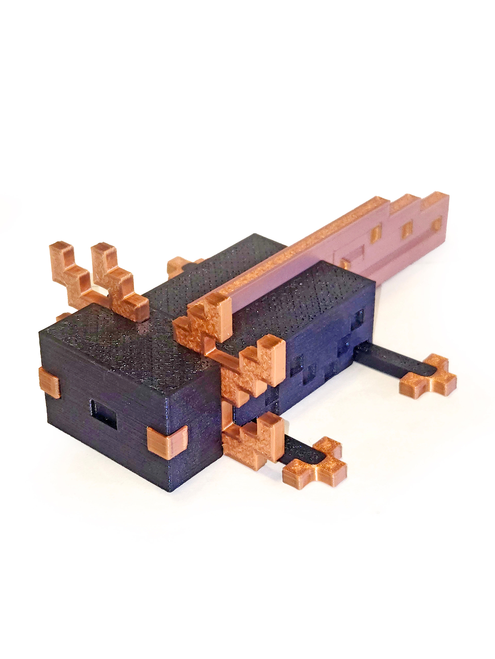 Аксолотль MineCraft стилизованный (из игры Майнкрафт), 3D Печать, 133х93х40мм, медно-фиолетовый