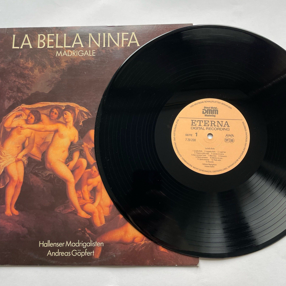 Винтажная виниловая пластинка LP Hallenser Madrigalisten, Andreas Gopfert La Bella Ninfa (ГДР 1989)