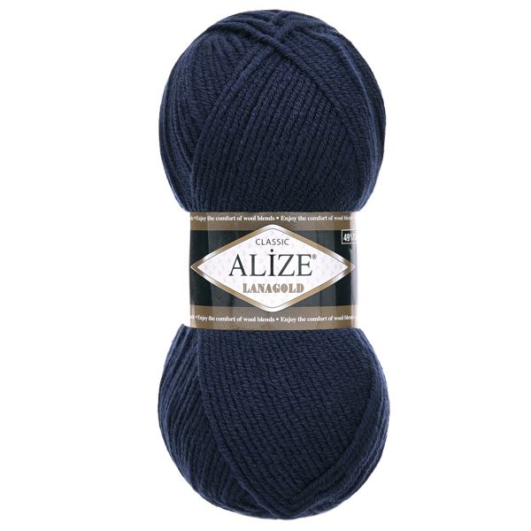 Пряжа Alize (Ализе) Lana Gold / уп.5 мот. по 100 г, 240м, 058 темно-синий A