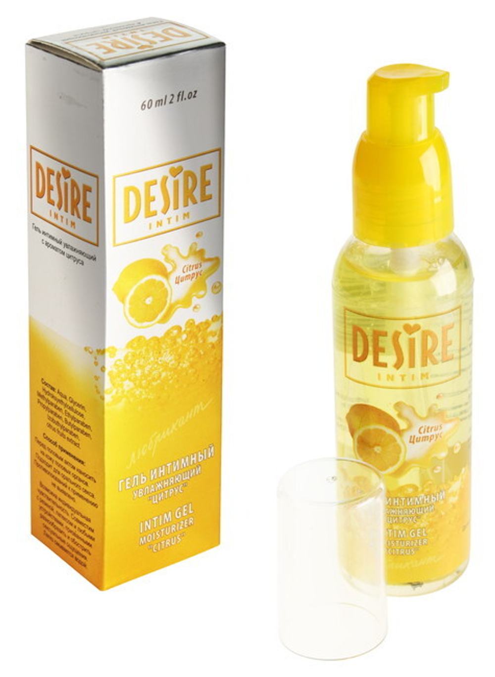 Гель-любрикант на водной основе DESIRE (цитрус) , 60 мл. (Цвет: прозрачный)
