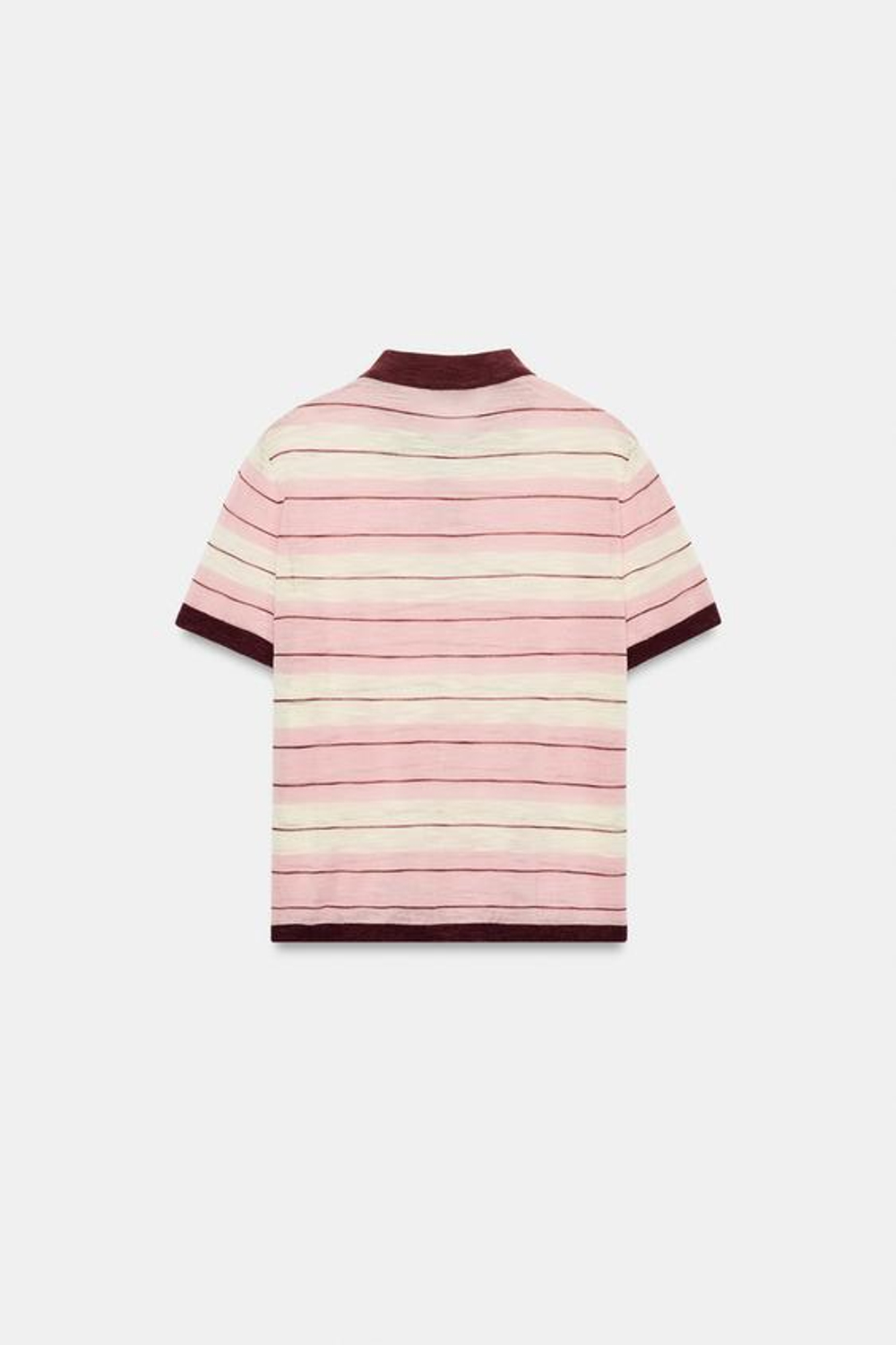 ZARA ТРИКОТАЖНОЕ ПОЛО В ПОЛОСКУ, РОЗОВЫЙ/БЕЛЫЙ