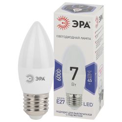 Лампа светодиодная ЭРА STD LED B35-7W-860-E27 7Вт свеча холодный дневной свет Е27 | Лампы cветодиодные Свеча (B/C)
