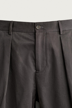 ZARA БРЮКИ ЧИНОС REGULAR FIT СО СКЛАДКАМИ, СЕРО-КОРИЧНЕВЫЙ
