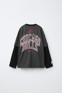 ZARA ФУТБОЛКА С ДВОЙНЫМ РУКАВОМ NBA - CHICAGO BULLS, ТЕМНЫЙ АНТРАЦИТ
