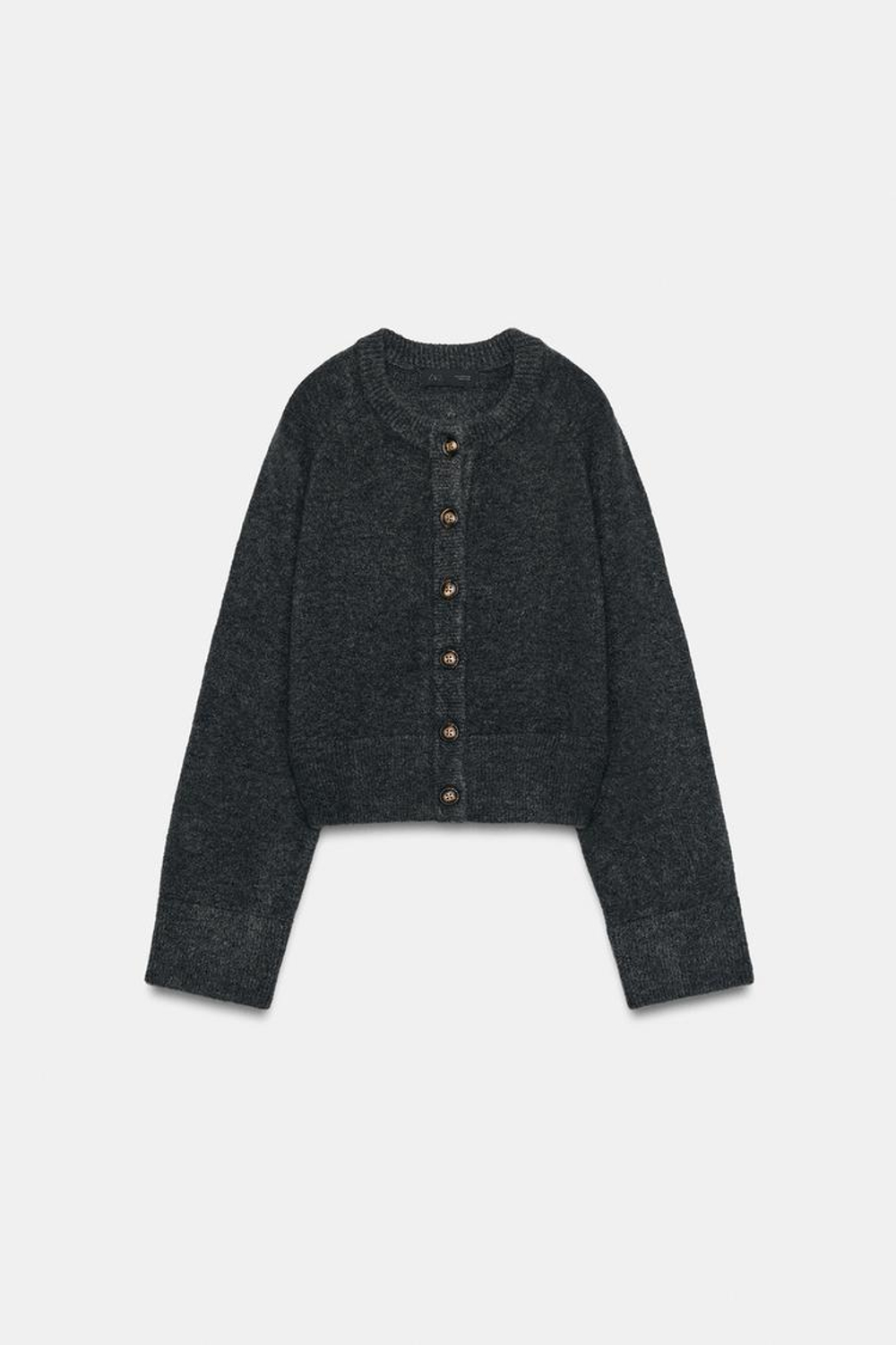 ZARA КАРДИГАН SOFT, ТЕМНО-СЕРЫЙ