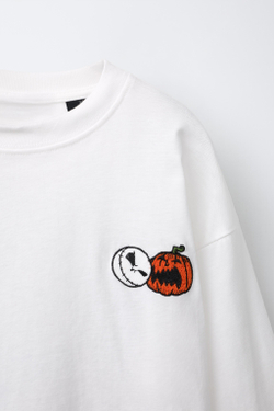 ZARA ЛОНГСЛИВ С ВЫШИВКОЙ THE NIGHTMARE BEFORE CHRISTMAS © DISNEY, БЕЛЫЙ