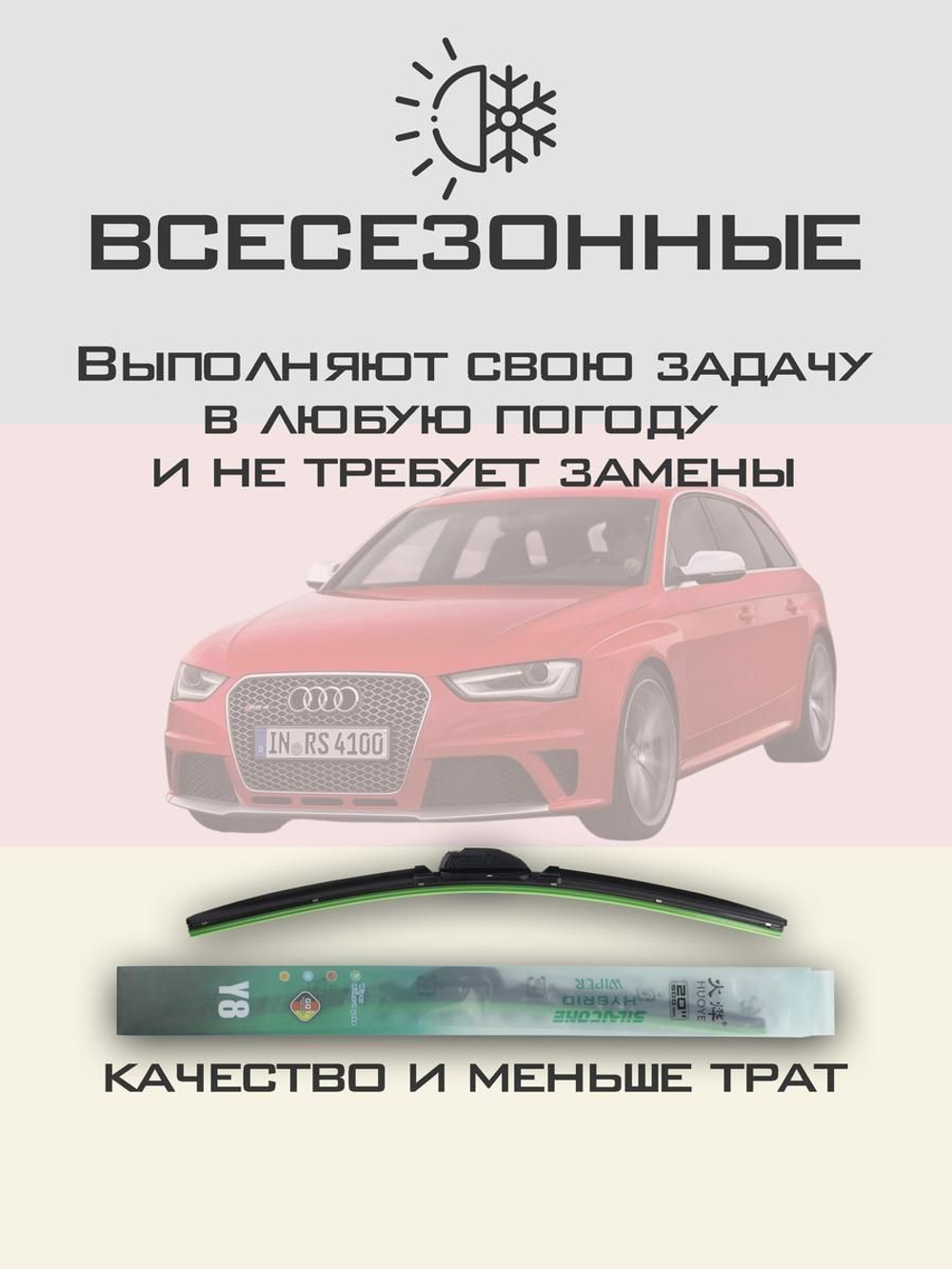 Щетки стеклоочистителя HUOYE Y8 600/500 мм на Audi RS4 | Push button