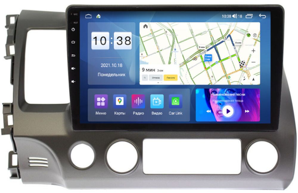 Магнитола для Honda Civic 8 4d 2005-2012 седан - Parafar PF044UHD на Android 13, Быстрая, QLED, CarPlay, 4G SIM-слот