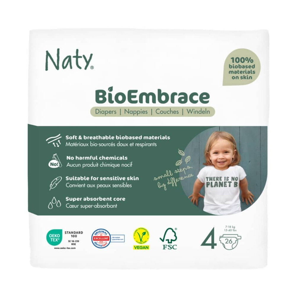 Подгузники BioEmbrace, размер 4 (26 штук) Naty