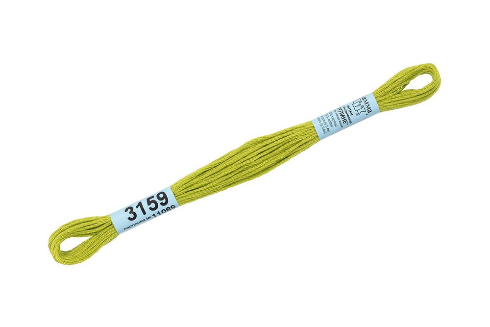 Мулине Gamma 100% хлопок, цв.3159 яр.салатовый, 24 мотка по 8 метров