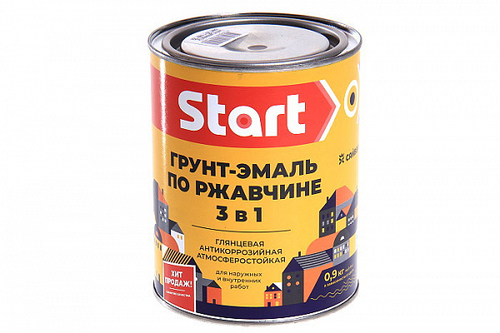 Грунт-эмаль по ржавчине 3в1 Старт шоколадная фас 0,8кг(0,9кг)