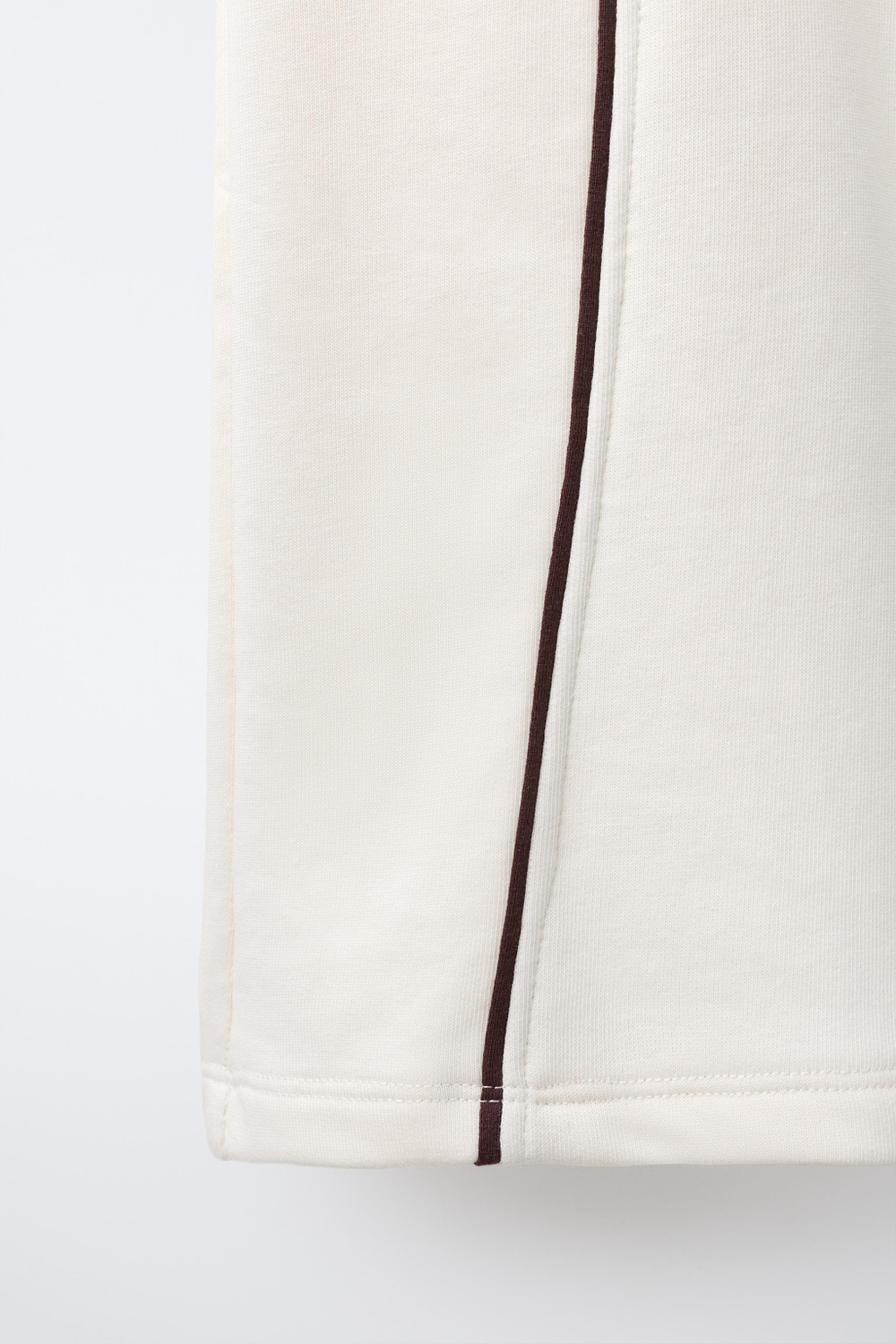ZARA БРЮКИ WIDE LEG С КОНТРАСТНОЙ ОТДЕЛКОЙ, ЭКРЮ