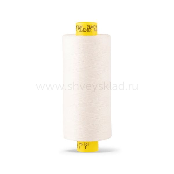 Нитка Gutermann Mara 150 (1000 метров), 1 кат., особо тонкая | _001 молочный (сумрачно-белый)