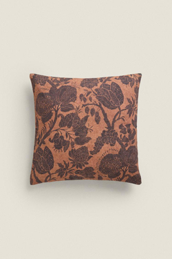 ZARA HOME ЧЕХОЛ ДЛЯ ДЕКОРАТИВНОЙ ПОДУШКИ С ЦВЕТОЧНЫМ ПРИНТОМ, ЦВЕТ БУРГУНДСКОГО ВИНА