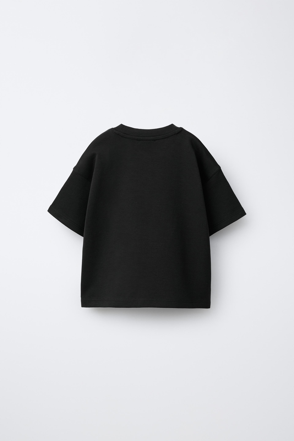 ZARA БАЗОВАЯ ФУТБОЛКА INTERLOCK, ЧЕРНЫЙ