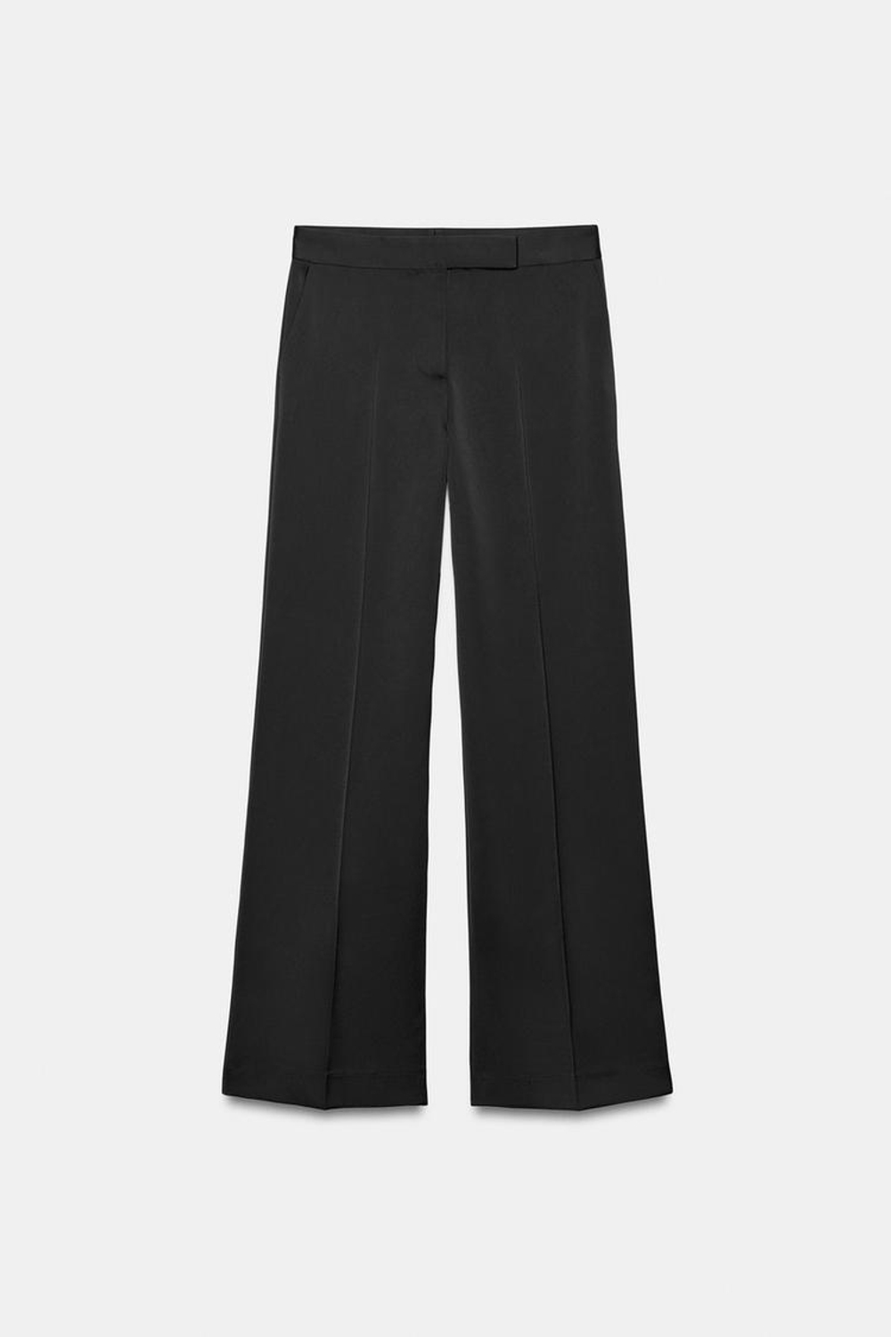 ZARA АТЛАСНЫЕ БРЮКИ ПРЯМОГО КРОЯ, ЧЕРНЫЙ