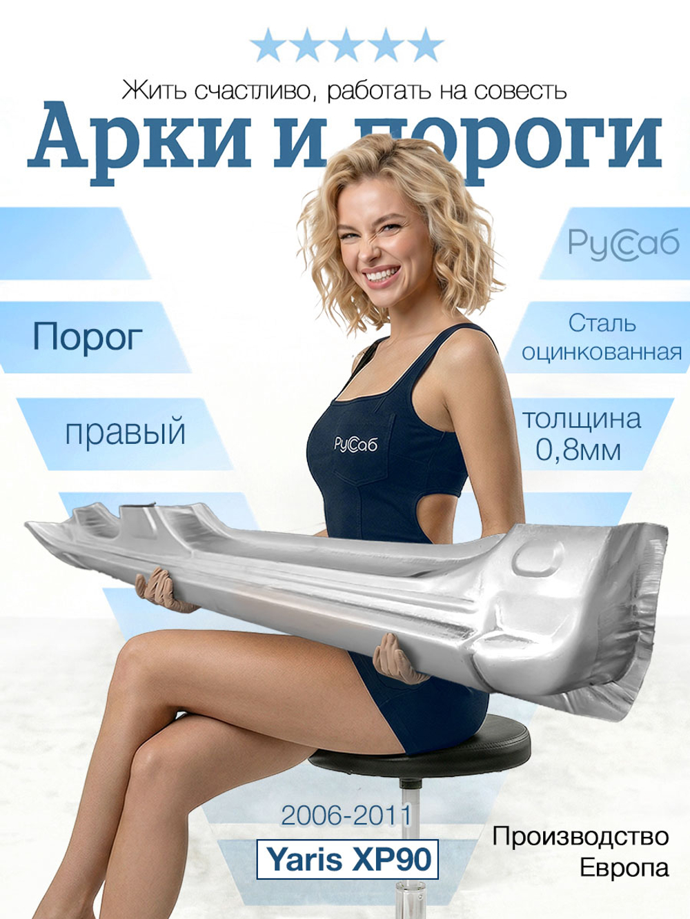 Порог правый Toyota Yaris 2006-2011 (Polcar)