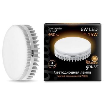 Лампа GX53 Gauss LED 6W 3000K AC220-240V 108008106