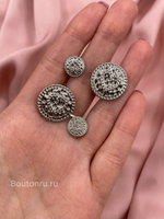 Пуговицы установочные серебристые с сердцем комплект