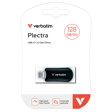 Флеш-накопитель Verbatim Plectra 128GB черный, USB 3.2 Gen1 Type-C, R 100 МБ/с