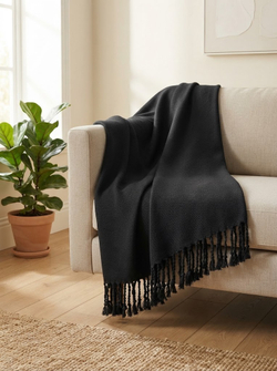 Velora Home Плед LUX Однотонный-2 черный цвет 200х230 100% Хлопок — фото 1