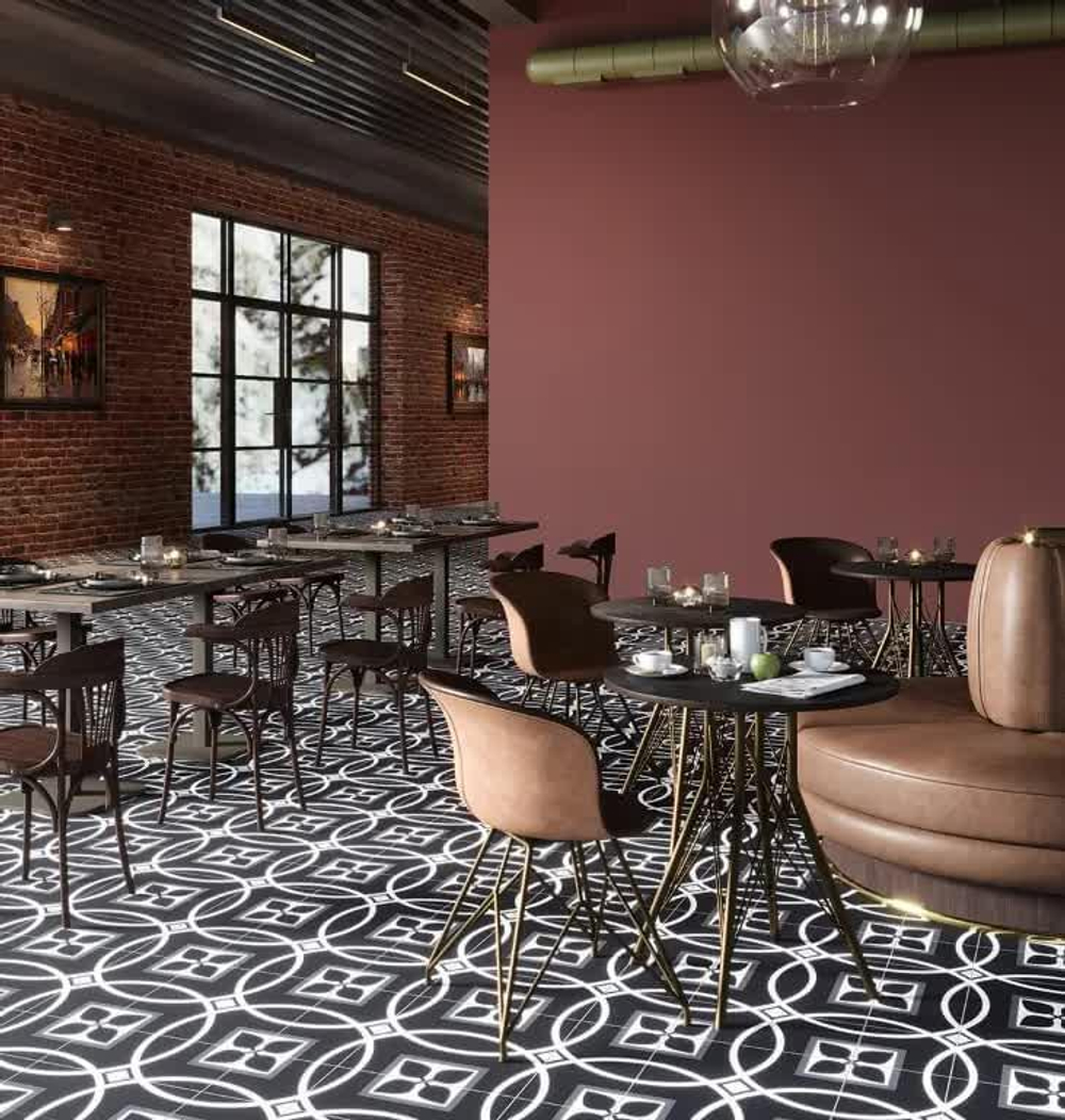 Staro Carpets Pre-cut Rondo Grey Black Joint 60x60