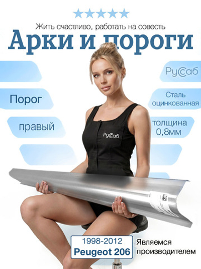 Порог правый Peugeot 206 1998-2012 (0,8мм)