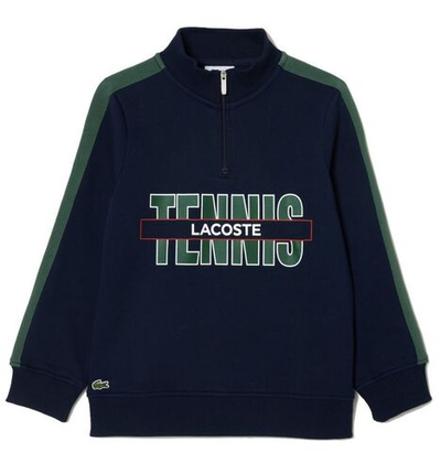 Кофта для мальчика теннисная Lacoste Tennis Print Quarter-Zip Sweatshirt - navy blue/dark green