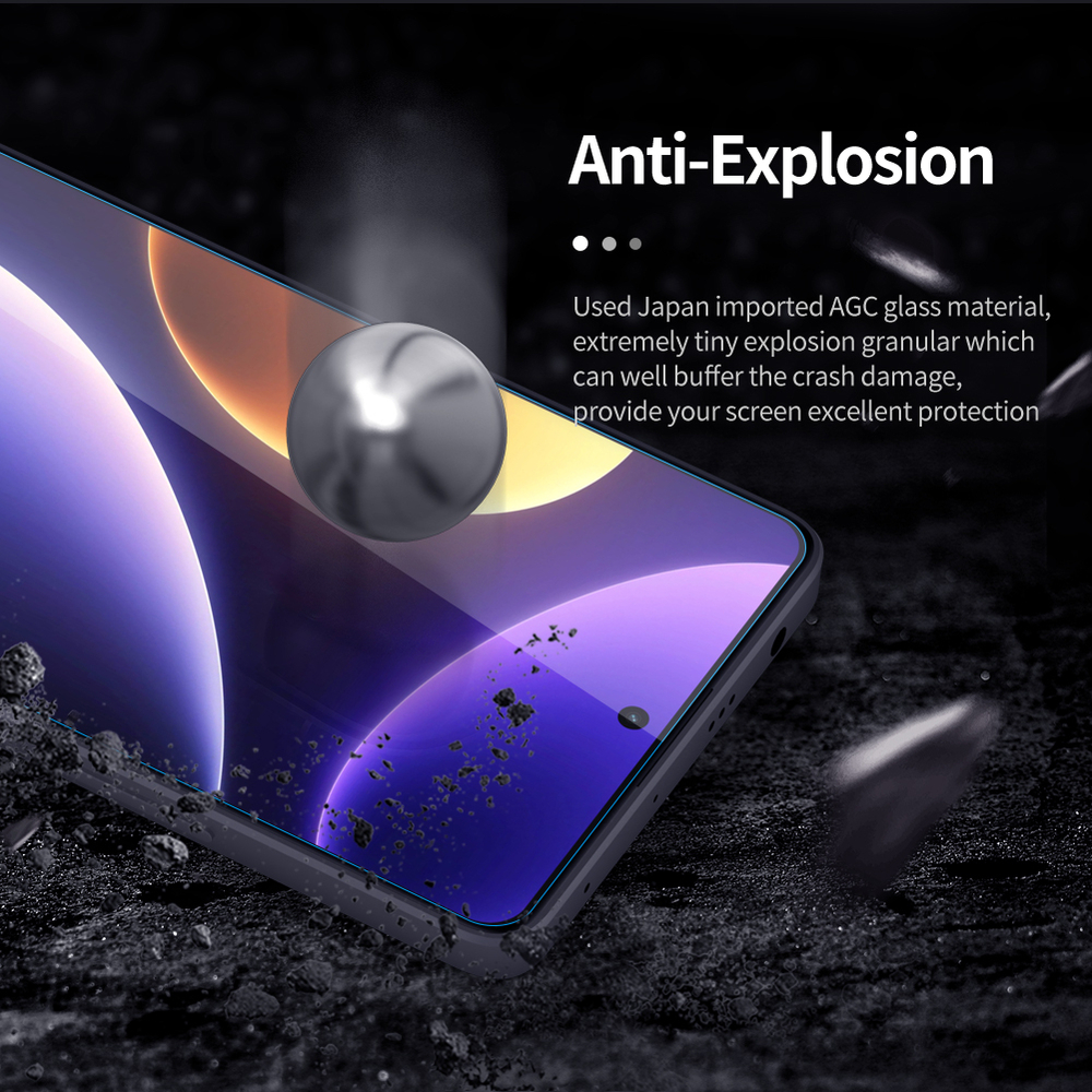 Защитное стекло с прозрачными рамками от Nillkin для Xiaomi Redmi Note 12 Turbo и Poco F5, серия H+Pro Anti-Explosion Glass Screen Protector