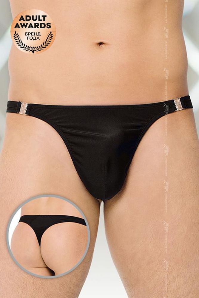Стринги мужские на застежке SoftLine Collection, черный, XL