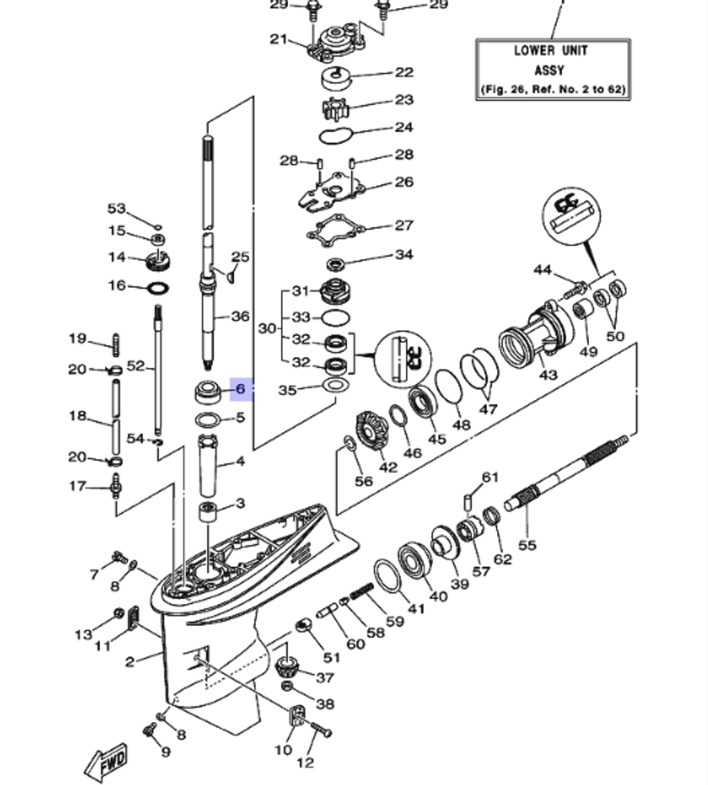 Подшипник 25x47x15 Yamaha 40-70лс (933320000100)