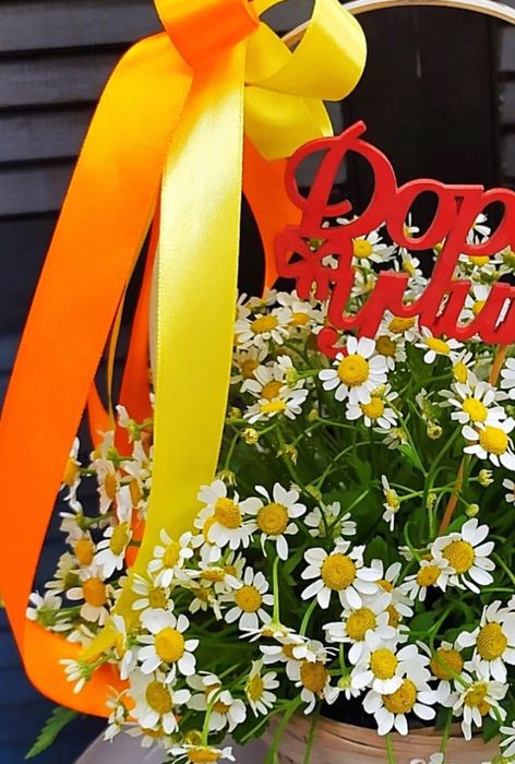 Корзинка с ромашками «Дорогому учителю» "#19767